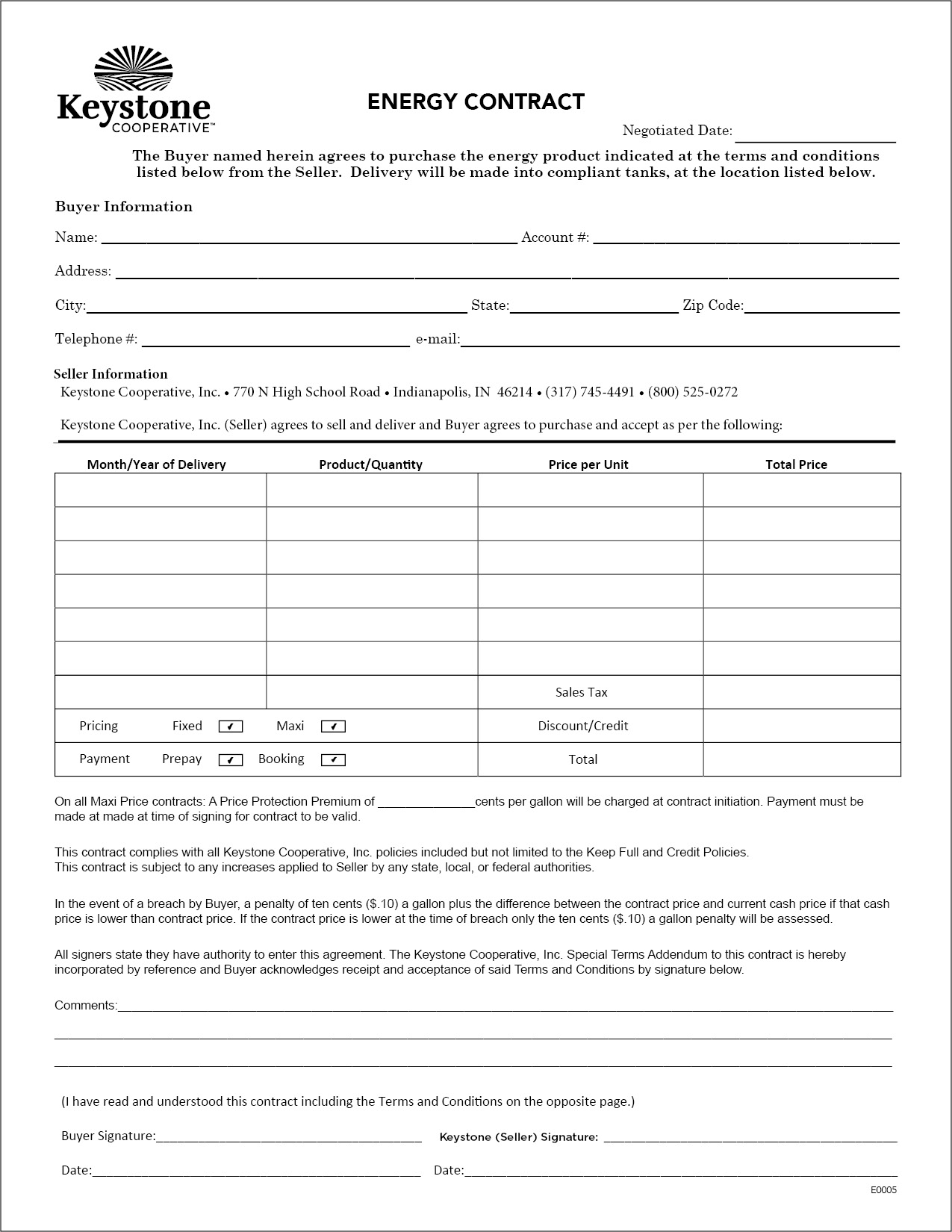 E0005 Energy Contract